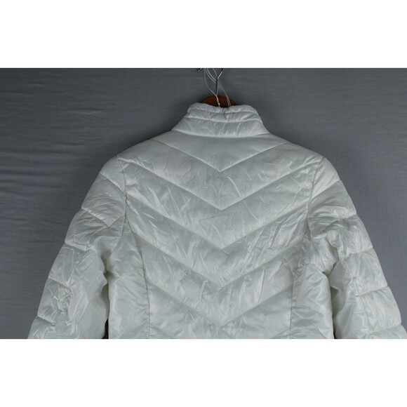 Live Love Dream White Puffer Jacket Womens Small Thumb Holes Lightweight Warm - Picture 12 of 15
